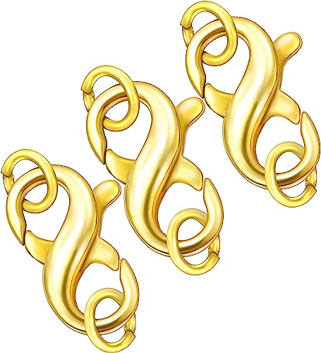 Dailyacc Double Opening Lobster Clasp 316 Stainless Steel Silver and Gold Pleted Necklace Bracelet Extender Clasps and Closures for DIY Jewelry - color: Gold 3Pcs, size: 12mm × 6mm