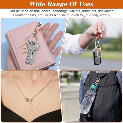 Xindojuz 30 PCS Metal Lobster Claw Clasps for Keychains and Jewelry Making, 360° Swivel Lanyards Snap Hooks Strap with Key Rings, Key Chains Connector Purses Straps Bag Charm DIY Accessories (Gold) - color: Gold
