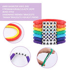 Rainbow Heishi Surfer Bracelets Set for Women Stackable Clay Beaded Bracelets Disc Stretch Preppy Bracelets Layering Colorful Friendship Bracelets Team Cheer Bulk Boho Summer Beach Jewelry Gift - style: MAMA