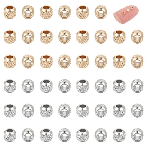 UNICRAFTALE 100Pcs 2 Colors Stainless Steel Rondelle Beads Golden Texture Spacer Beads Metal Stopper Loose Bead Rondelle Seamed Beads for DIY Bracelet Necklaces Jewelry Making - color: Golden and Stainless Steel Color