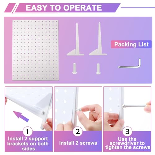 Acfunique 2 Pack Peg Board Display Stand for Vendors with 24 Hooks Metal Tabletop Pegboard Display Stand for Craft Shows 17" X 13" Retail Display Racks Peg Board Organizer Holder White - size: White 2 Display+24 Hook