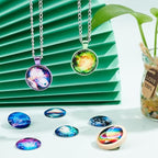70Pcs Flat Round Transparent Glass Cabochons with Pattern Eye Flatback Glass Dome Flatback Cab Beads for Photo Cameo Jewelry Making Necklace Ring DIY Crafts 25x6mm Starry Sky - color: 70Pcs-25x6mm-Starry Sky