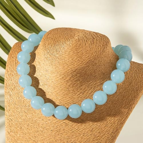 Chunky Acrylic Resin Beaded Necklace for Women Colorful Large Round Choker Adjustable Stack Acrylic Beads Necklace Resin Summer Party Jewelry - style: Light blue