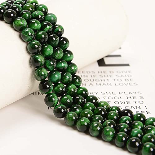 NCB 100pcs Original Natural Stone Beads Gemstone Round Loose Beads 6mm 8mm 10mm (Green Tiger's Eye, 6mm 100Beads) - color: Green Tiger's Eye, size: 6mm 100beads