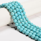 65Pcs Blue Turquoise 6mm Beads Natural Stone Round Gemstone Genuine Real Stone for DIY Bracelet Jewelry String Making - color: Blue Turquoise, size: 6mm