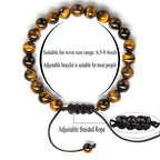 Hamoery Men Women 8mm Tiger Eye Stone Beads Bracelet Elastic Natural Stone Yoga Bracelet Bangle - color: Tiger Eye Stone-21018