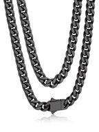 Bandmax Mens Stainless Steel Chain Necklaces 5MM/7MM/9MM/12MM Chunky Miami Cuban Link Chain Necklace Silver/Gold Plated/Black Chains for Men 18"-30" - color: 03 5MM-Black Plated, size: 26 Inch (66cm)