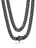 Bandmax Mens Stainless Steel Chain Necklaces 5MM/7MM/9MM/12MM Chunky Miami Cuban Link Chain Necklace Silver/Gold Plated/Black Chains for Men 18"-30" - color: 03 5MM-Black Plated, size: 22 Inch (56cm, Pop Choice)