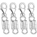 Dailyacc 925 Silver Lobster Magnetic Necklace Clasps and Closures Safety Sterling Silver with 14K Gold Jewelry Converters for Bracelets Chain Extender - color: 4pcs Silver A