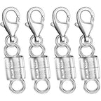 Dailyacc 925 Silver Lobster Magnetic Necklace Clasps and Closures Safety Sterling Silver with 14K Gold Jewelry Converters for Bracelets Chain Extender - color: 4pcs Silver A