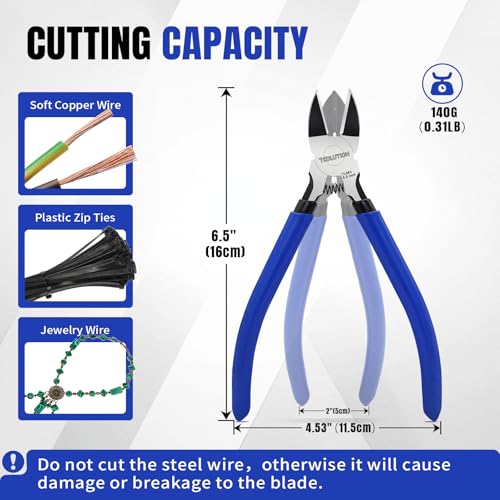 Wire Snips Cutter 6" - 10 Pack Floral Wire Cutters for Artificial Flowers - Small Dykes Cutter for Jewelry Making Crafting Zip Ties - Side Diagonal Cut Pliers Tool Spring Loaded -Blue - size: 10 Pack