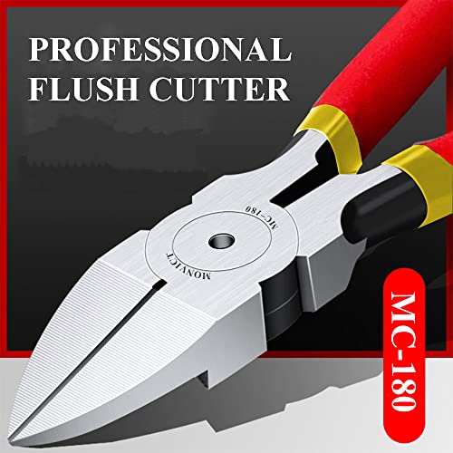 2 Pack Wire Cutters MC-180, Ultra Sharp 6 inch Precision Flush Side Cutters with Longer Cutting Edge, Powerful Heavy Duty Pliers, Ideal for Cables, Wires, Zip Ties, Electrical & Most Cut Needs - color: 6"- Pack 2