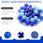 48 Pcs 20mm Beads for Pens Rhinestone Bubblegum Beads Mixed Crystal Acrylic Round Chunky Bead Sparkly Craft Large Balls Bead for Pen Beadable Keychain Bracelet Necklace DIY Jewelry Making Supplies - color: Dark Blue series