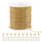 SMYHTGLIF 32.8 Feet Thin Cable Chain for Jewelry Making Gold Stainless Steel Bulk Chain Rolo Craft Jewelry - color: Rolo Gold