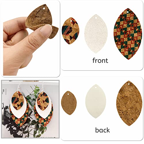 AOUXSEEM 321 Pcs Faux Leather Earrings DIY Making Kit for Beginners, Contains 96 Pre Cut Evil Eye Earring Pieces with Hooks Jump Rings Opener Earring Display Cards and Self-Adhesive Bags (Real Cork)