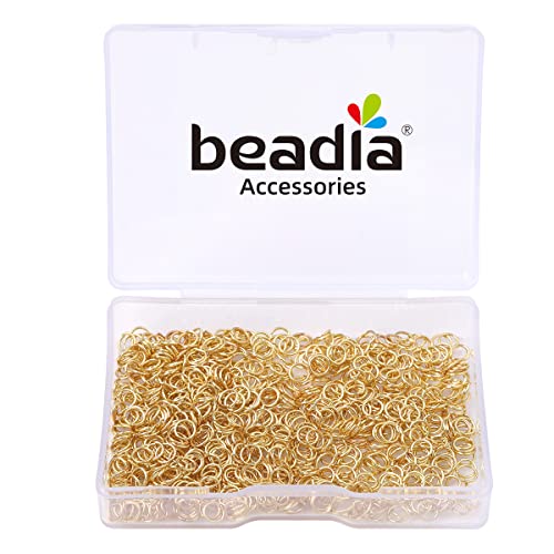 BEADIA 14K Gold Plated Jump Rings Non Tarnish 4mm 900pcs for Jewelry Making Findings - color: 14K Gold, size: 0.5x4mm