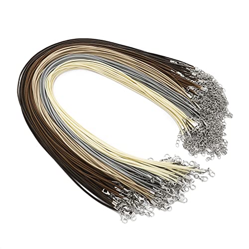 100 Pcs Waxed Necklace Cord with Clasp Bulk Necklace String Bracelet Rope Cords for Jewelry Making Pendants DIY Supplies (Multicolor-B, 18 Inches) - style: Multicolor-B
