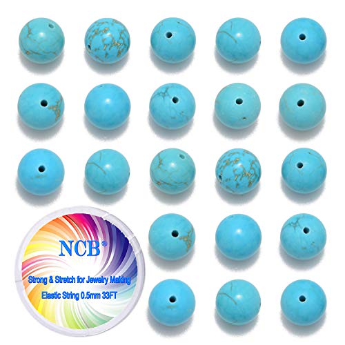 NCB 200pcs 4mm Loose Beads for Jewelry Making, Natural Semi Precious Beads Round Smooth Gemstones Spacer Beads Charms for Necklaces Bracelets (Stabilized Blue Turquoise, 4mm 200Beads) - color: Stabilized Blue Turquoise, size: 4mm 200beads