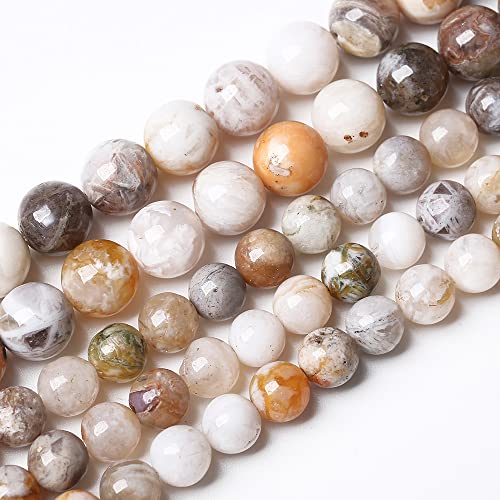 10mm 36pcs Natural Bamboo Leaf Agate Stone Beads for Jewelry Making DIY Bracelet Necklace Accessories AAA 15" Energy Healing Power Stone Beads (Bamboo Leaf Agate, 10mm) - color: Bamboo Leaf Agate, size: 10mm