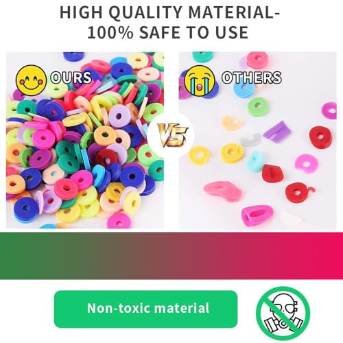 MIIIM 3600 PCS 10 Strands Polymer Clay Beads for Jewelry Making, Vinyl Heishi Beads 6mm for Surfer Bracelets Necklace Making (Red-1) - color: XR03-Red-1
