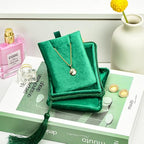 TAIMY Necklace Boxes, Velvet Small Earring and Necklace Case for Women with Tassel, Empty Long Necklace Pendant Box for Her(Green) - color: Green