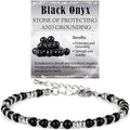 LPBeads Beaded Bracelets for Women Energy Gemstone Charm Jewelry Adjustable Bracelet Gifts for Mom, Daughter, Wife, Friends, Bestie - color: Black Onyx