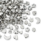 DanLingJewelry 200Pcs 10 Styles Tibetan Style Antique Silver Loose Spacer Beads Heart Star Cross Moon for Jewelry Crafting Making DIY - color: 200pcs - mix