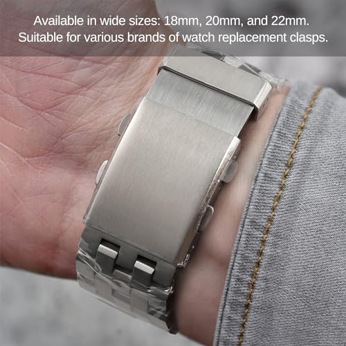 TACTICAL FROG Watch Clasps Stainless Steel Watchband Milled Clasp Folding Deployment Clasp Replacement for Watch Strap 18mm/20mm/22mm - color: Sliver / 18mm
