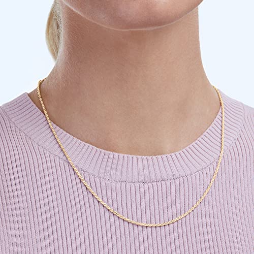 Amazon Essentials Sterling Silver Diamond Cut 14 Inches Rope Chain Necklace - color: Yellow Gold, size: 18"