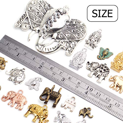 100g (About 20-40pcs) Mixed Alloy Elephant Charms Tibetan Animal Elephant Head Charms Pendants Jewelry Findings for Bracelets Necklace Crafts Making - style: Mixed Elephant Charms