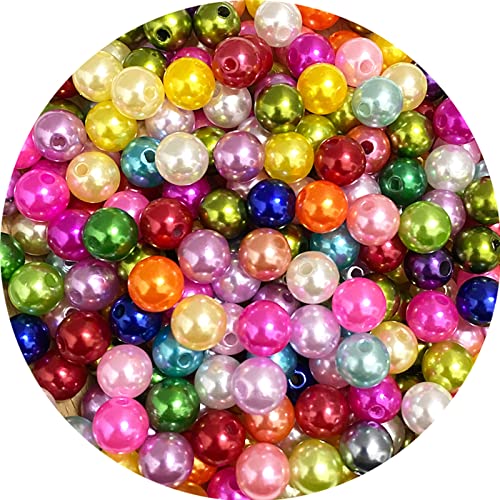 200pcs 10mm Pearl Beads Satin Luste Round Loose Plastic Pearl Craft Beads for Jewelry Making Earring Bracelet Necklace Key Chains Sewing Crafts Decoration （Multicolor - color: Multicolor, size: 10mm