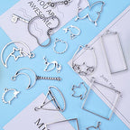100g Antique Silver Bezel Charms Pendants Alloy Open Back Bezel Blanks Hollow Pressed Flower Frame Pendant Resin Molds for DIY Jewelry Crafts Making Necklace Earrings, Mixed Styles