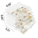 Weiai Clear Acrylic Jewelry Organizer, 90 Grids Adjustable Dividers Earrings Rings Storage Box - size: 5 Drawers