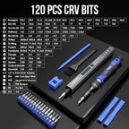 STREBITO 144-Piece Upgraded Electric Screwdriver, Max 0.7 N.m, 120 Magnetic Bits, 5-gear Torque Adjustment, Precision Screwdriver Set, Repair Tool Kit for Tech, Electronics and PC - color: Upgraded-blue