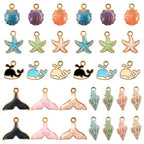 AUEAR, 30 Pack Ocean Starfish Conch Seashell Enamel Charms Pendants for DIY Jewelry Making (Ocean Style 2) - color: Ocean Charms 2, size: 30 Pack