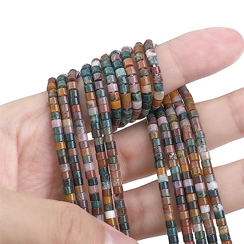 BEADIA Natural Indian Agate Spacer Beads Caps Flat Round Loose Beads for Beading Jewelry Making 3mmx2mm 38cm - color: Indian Agate, size: Flat Round 3mm X 2mm