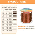 HARFINGTON Wire 328ft Length 26 Gauge Copper Craft Jewelry Wrapping Wire Tarnish Resistant Beading for Jewelry Making Supplies Crafting, Coffee - color: Coffee