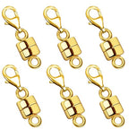 OHINGLT Magnetic Necklace Clasp Extra Strong, Gold Plated Magnet Jewelry Clasps Converters for Bracelet Necklaces Chain - color: 6Pcs Gold