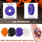 Batiyeer 3000 Pcs Christmas Fall Halloween Clay Beads Set 6 mm Patriotic 4th of July Spacer Beads Winter Polymer Clay Bead for Necklace Earring Bracelet Making(Black, Orange, White, Purple) - color: Black, Orange, White, Purple