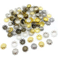 500PCS 10mm Gold Tone Flower Bead Caps Hollow Flower Bead Caps for Jewelry Making (Multi) - color: Multi