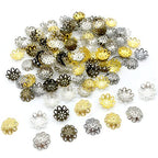 500PCS 10mm Gold Tone Flower Bead Caps Hollow Flower Bead Caps for Jewelry Making (Multi) - color: Multi