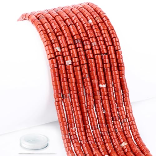Natural Red Jasper Heishi Spacer Beads Loose Semi Precious Flat Round Gemstone Disc Shape Stone for Beading Jewelry Making 4x2mm 15.5" - color: Red Jasper