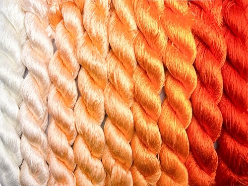 100% Nature Mulberry Handmade Embroidery Silk Thread Woven Jewelry Accessory Artificial Flowers Cross Stitch Floss DIY Sewing Kits 9 Gradient Colors 110m Each (26) - color: 26
