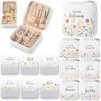 Kacctyen 12 Pieces Wildflower Mini Travel Jewelry Case Bulk You Are Amazing Loved Green Leaf Mother's Day Church Gifts for Secretary Day Party Girls Leather Travel Jewelry Case - color: Wild Flower
