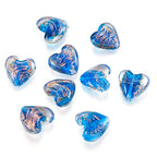Cheriswelry 10pcs Blue Heart Handmade Goldsans Lampwork Glass Beads Crystal Love Heart Mini Loose Spacer Beads Charms 28x28mm 2mm Hole for DIY Earring Bracelet Necklace Jewelry Making - color: Heart-Blue