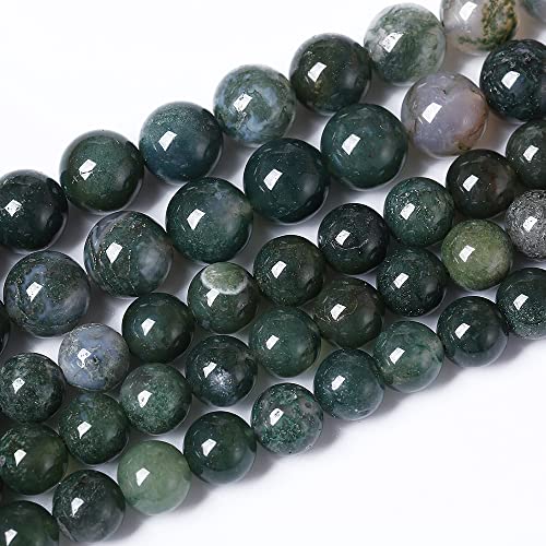90PCS 4mm Natural Green Moss Agate Beads Gemstone Round Loose Spacer Beads for Jewelry Making DIY Bracelet Necklace Earrings 15" Inch(Moss Agate Beads, 4mm) - color: Moss Agate Beads, size: 4mm