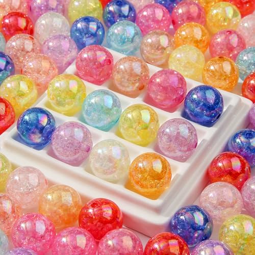 20mm Acrylic Beads 180pcs Chunk Bubblegum Bead Multicolor Crack Pen Ball Beads for Pen Bag Jewelry Making Necklace Bracelets (ab Crack) - color: orange&black