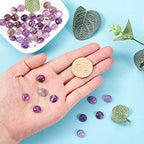 Crafans 50Pcs 10mm Round Gemstone Cabochons, Half Round Natural Amethyst Cabochons Dome Gemstone Beads No Hole Healing Power Stone Flat Back Chakra Crystal Beads for Jewelry Making - color: Amethyst, size: 10mm