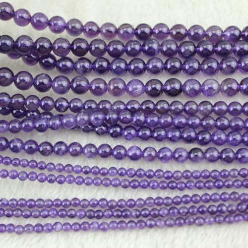 8mm Natural Amethyst Beads Round Gemstone Loose Beads for Jewelry Making (48pcs/Strand) - color: Amethyst, size: 8mm