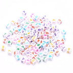 ToBeIT 800pcs Number Beads Acrylic Cube Beads Alphabet Square Letter Beads for DIY Key Chains Bracelets Necklace Jewelry Making (White-Color) - color: white-color